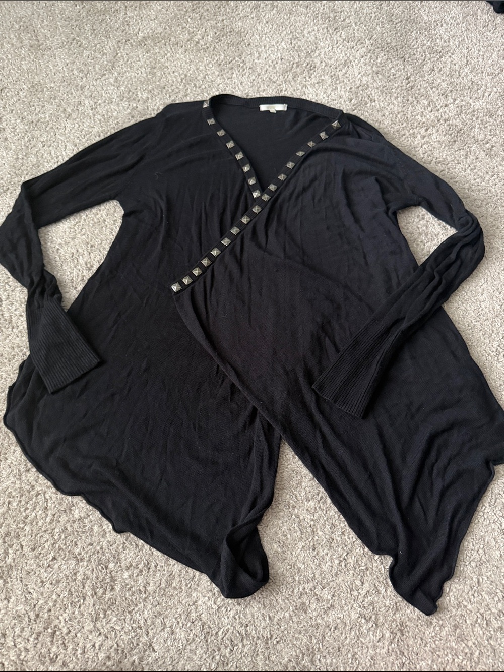 Matty M Black Stud-Trim Lightweight Cardigan